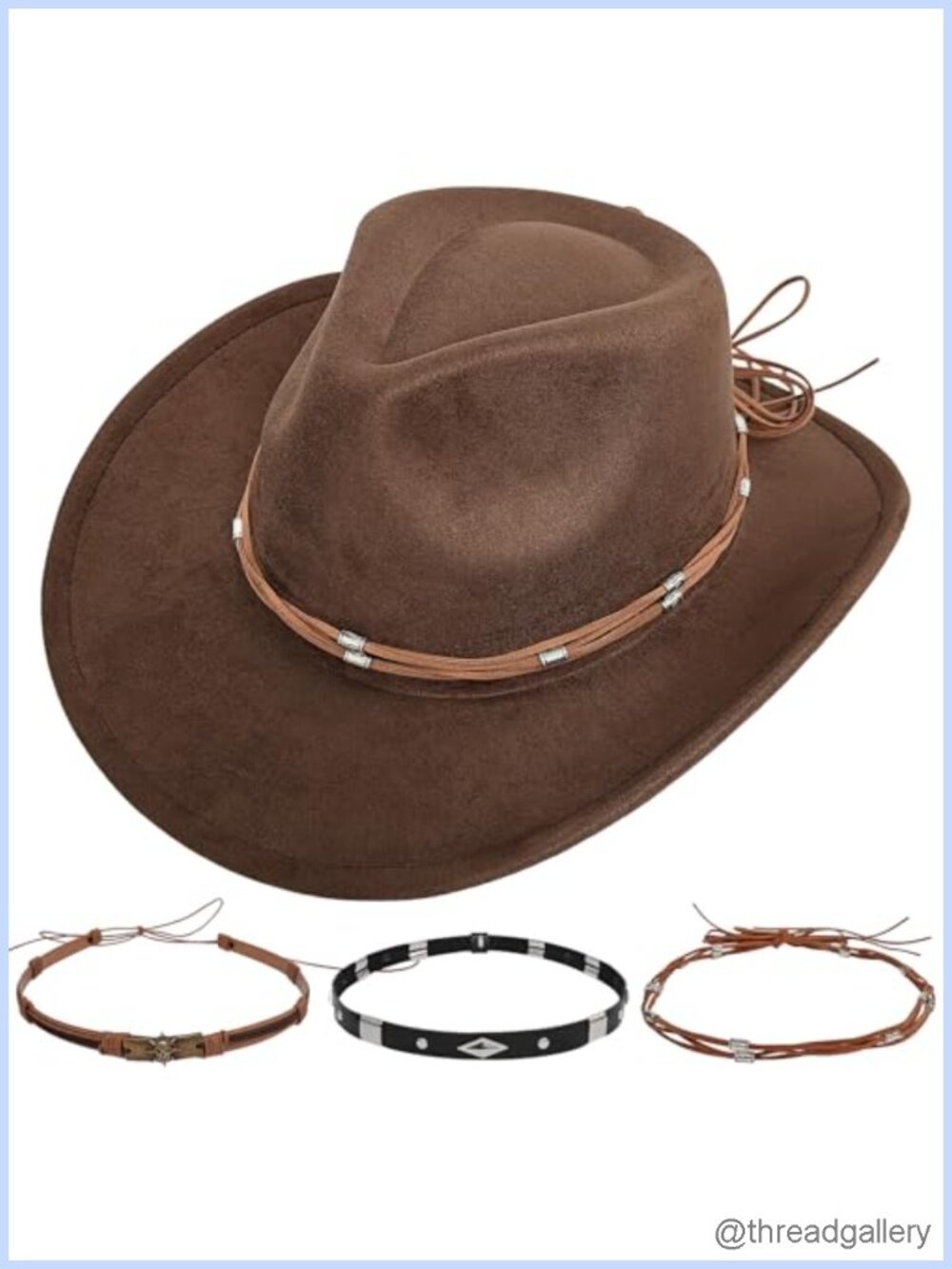 Cowboy Hat Suede-Like Polyester Shapeable Wide Brim Cattleman 3 Bands